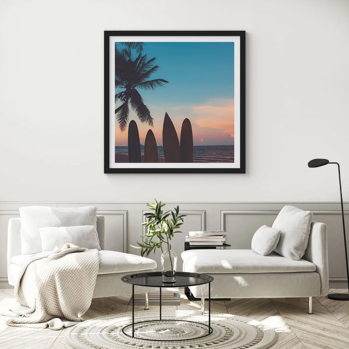 Poster in einem schwarzem Rahmen - Morgen wird es auch lustig - 50x50 cm