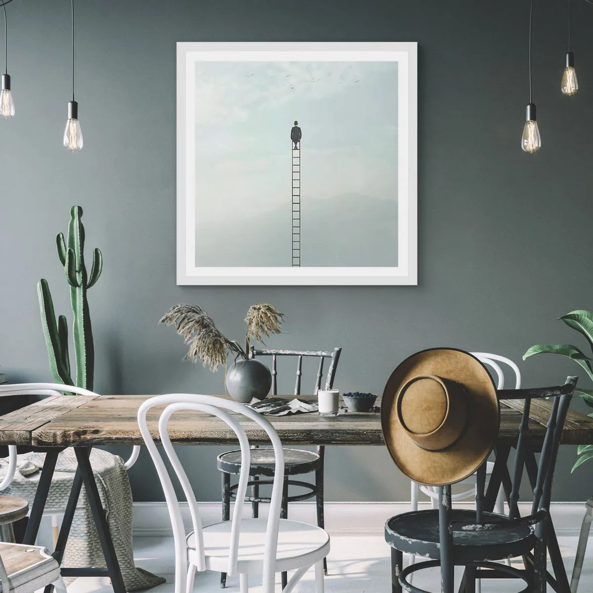 Poster in einem weißen Rahmen - Erhebe dich darüber! - 50x50 cm