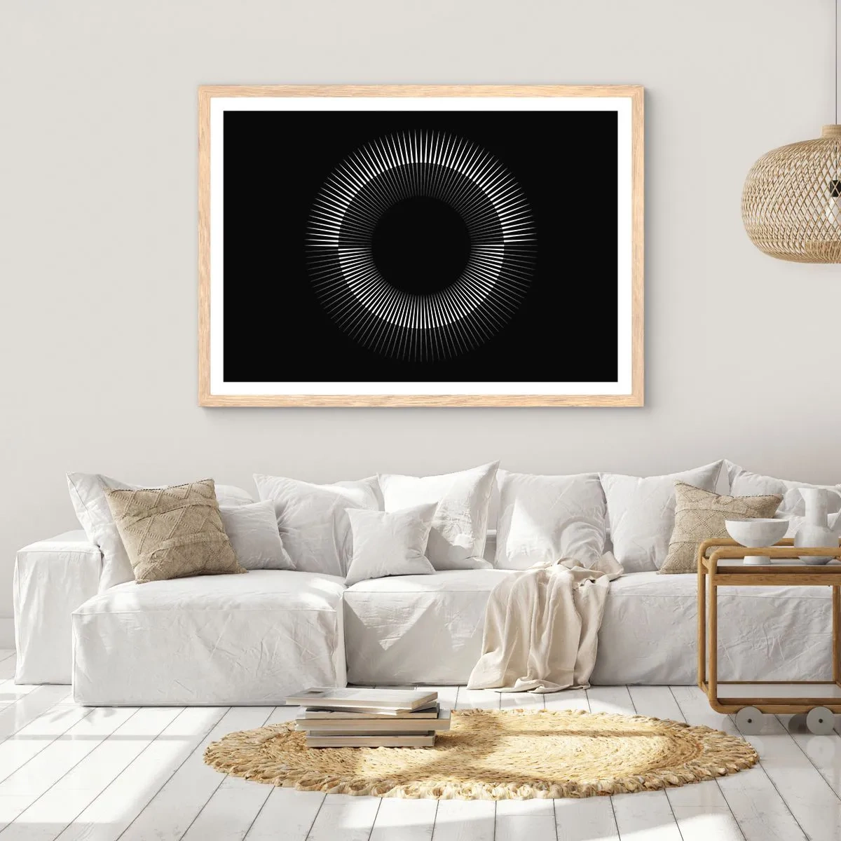 Poster in einem Rahmen aus heller Eiche - Schwarze Sonne - 100x70 cm