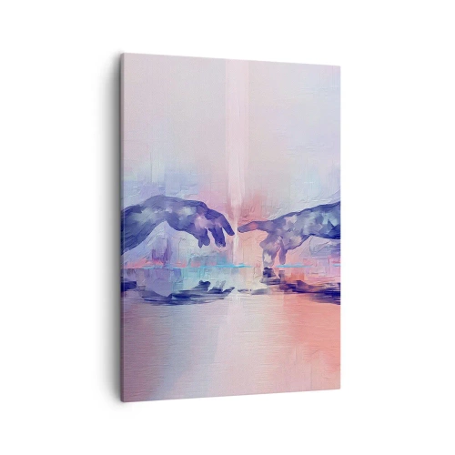 Bild auf Leinwand - Leinwandbild - Symbolische Hände in abstrakten Farben, die auf das Thema der Schöpfung verweisen - 50x70cm - Göttlicher Funke des Lebens - Moderne Wanddekoration für Wohnzimmer und Schlafzimmer ARTTOR