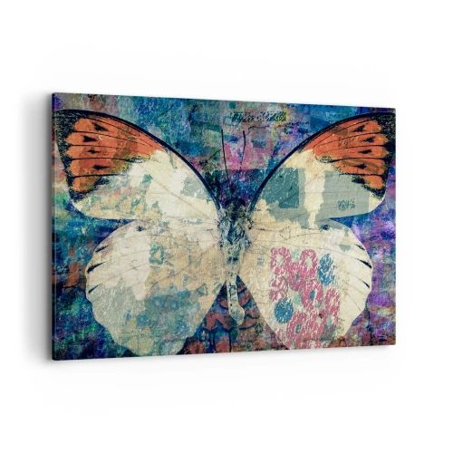 Bild auf Leinwand - Leinwandbild - Schmetterling in einem abstrakten künstlerischen Hintergrund mit bunten Details - 100x70cm - Subtile Zerbrechlichkeit - Moderne Wanddekoration für Wohnzimmer und Schlafzimmer ARTTOR