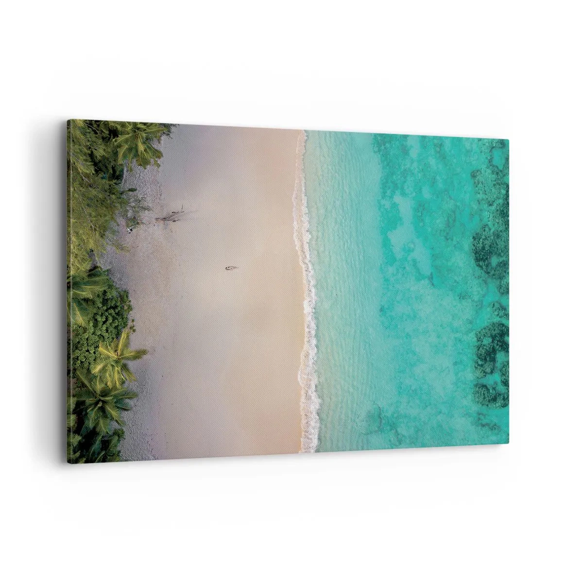 Bild auf Leinwand - Leinwandbild - Luftaufnahme eines tropischen Strandes mit türkisfarbenem Wasser - 100x70cm - Paradiesstrand - Moderne Wanddekoration für Wohnzimmer und Schlafzimmer ARTTOR