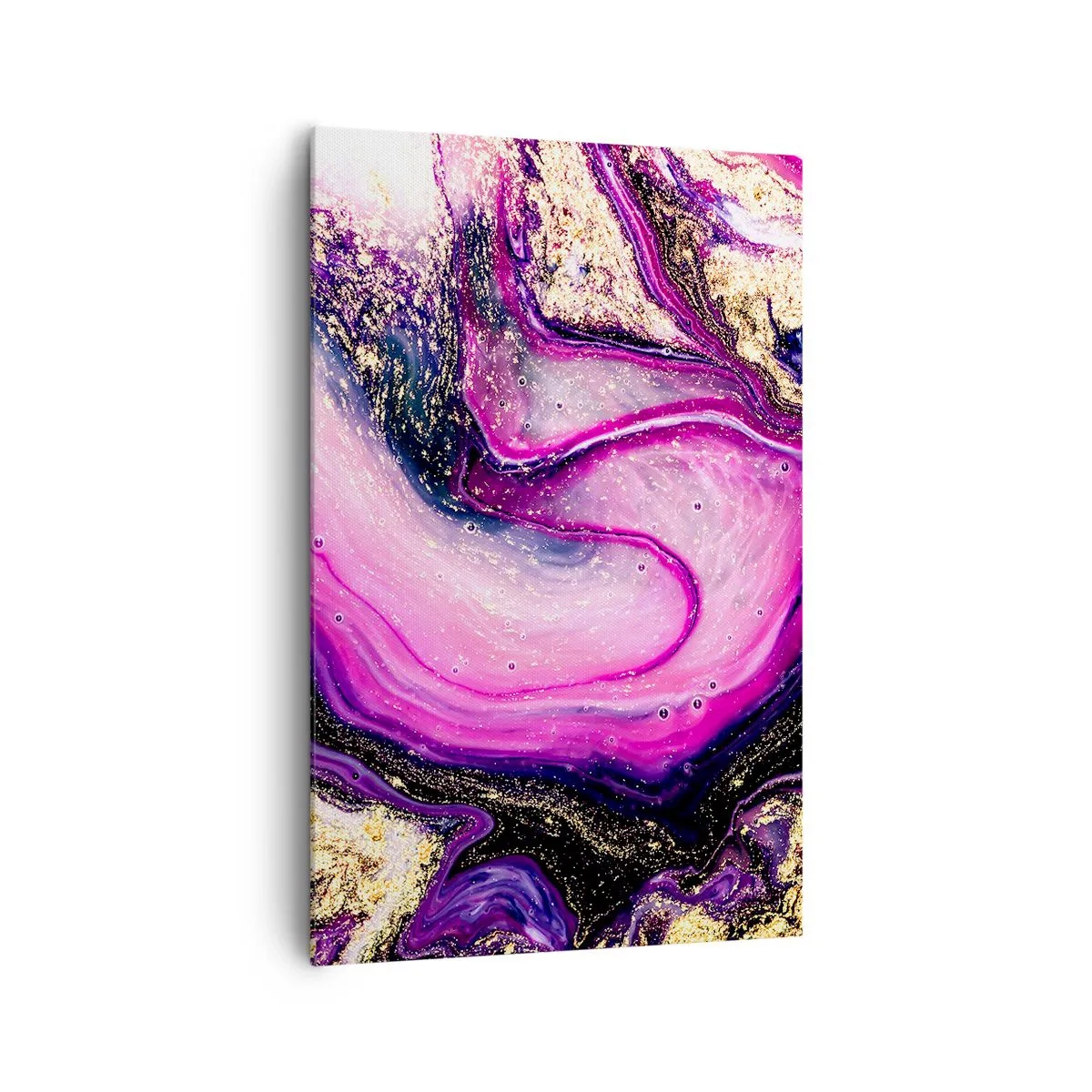 Bild auf Leinwand - Leinwandbild - Abstrakte Wellen in Lila- und Goldtönen - 80x120cm - Ein Moment hinter den Kulissen - Moderne Wanddekoration für Wohnzimmer und Schlafzimmer ARTTOR
