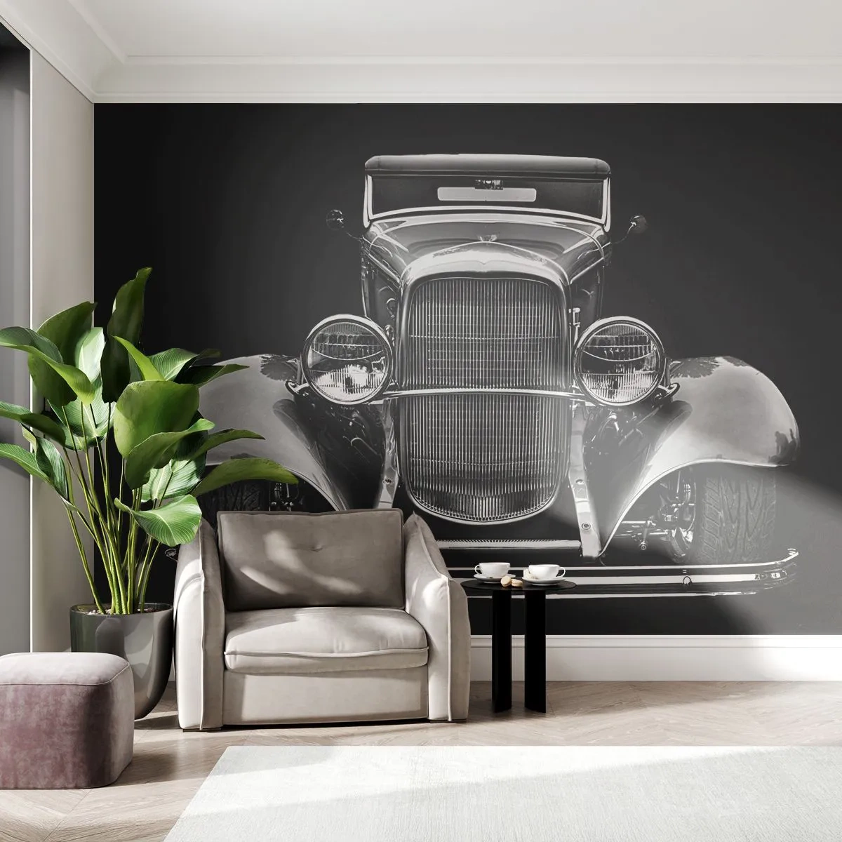 Fototapete Premium Canvas - Wahrer Gentleman - Retro, Auto, Klassisch - 350x256 cm