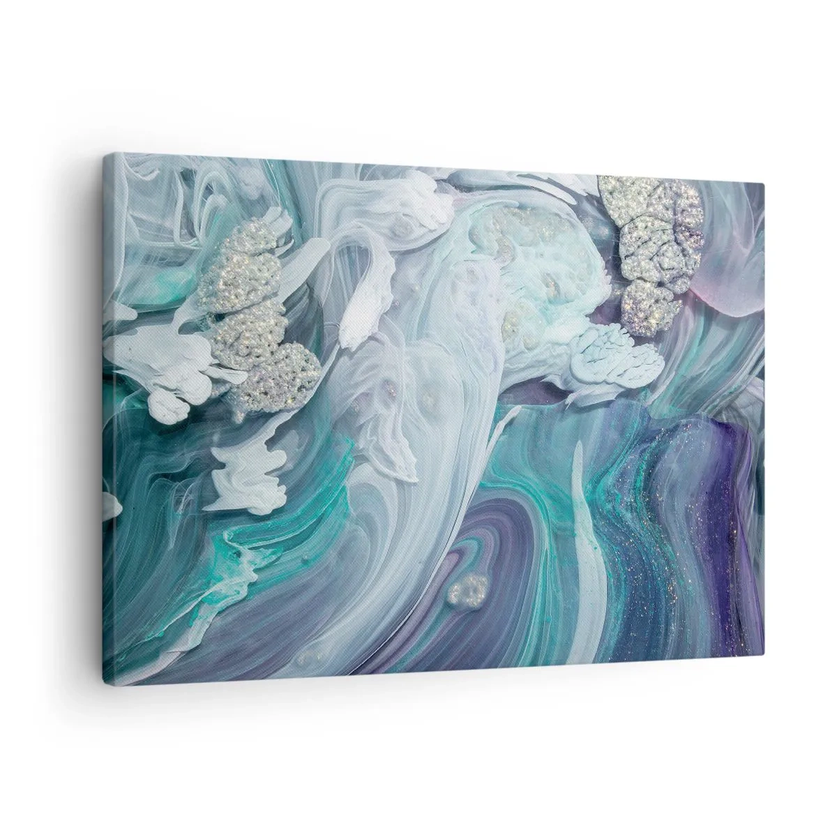 Bild auf Leinwand - Leinwandbild - Abstrakte Wirbel in Blau- und Weißtönen - 70x50cm - Strömungen von Himmelblau - Moderne Wanddekoration für Wohnzimmer und Schlafzimmer ARTTOR