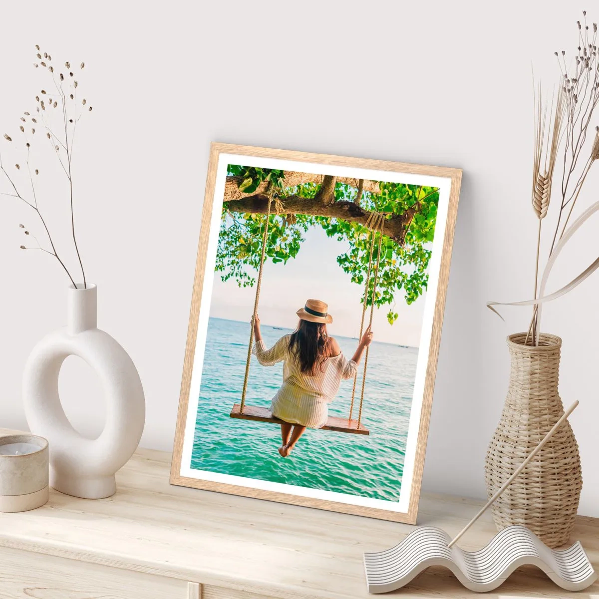 Poster in einem Rahmen aus heller Eiche - Das Leben ist wunderschön - 70x100 cm