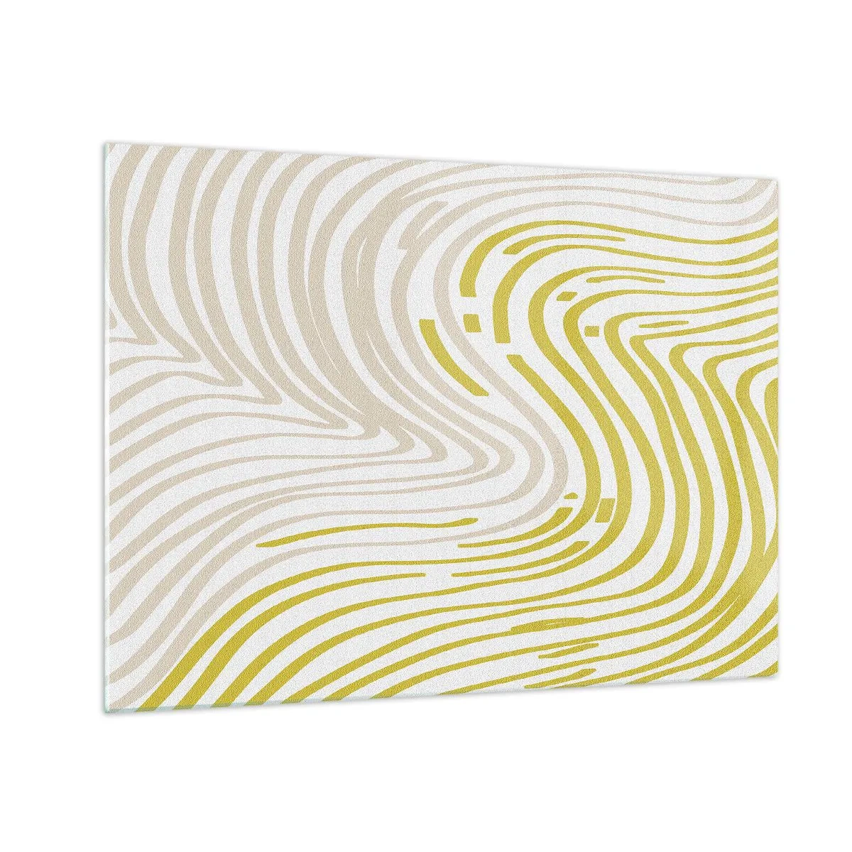Glasbild - Bild auf glas - Organische Linien in Beige- und Limettentönen auf weißem Hintergrund - 70x50cm - Komposition mit sanfter Biegung - Moderne Wanddekoration für Wohnzimmer und Schlafzimmer ARTTOR