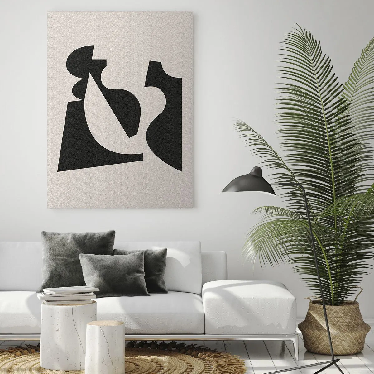 Glasbild - Bild auf glas - Abstrakte geometrische Komposition in Schwarz und Weiß - 70x100cm - Zum Selbstbauen - Moderne Wanddekoration für Wohnzimmer und Schlafzimmer ARTTOR