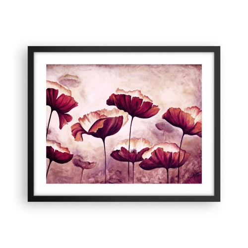 Poster in einem schwarzem Rahmen - Rotes und weißes Blütenblatt - 50x40 cm