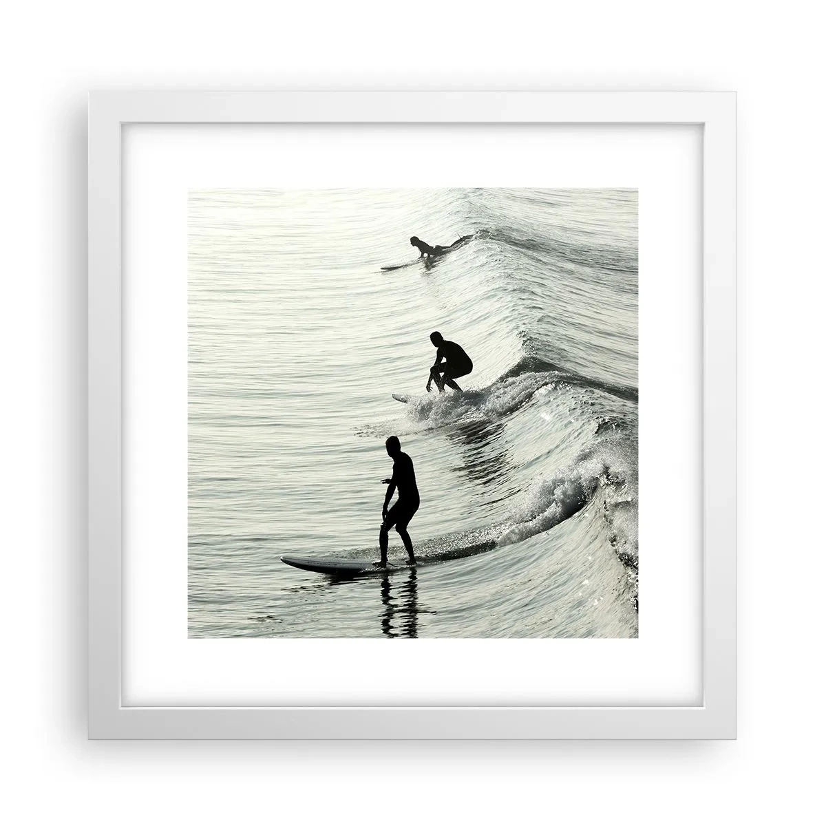 Poster in einem weißen Rahmen - Gegen die Welle - 30x30 cm