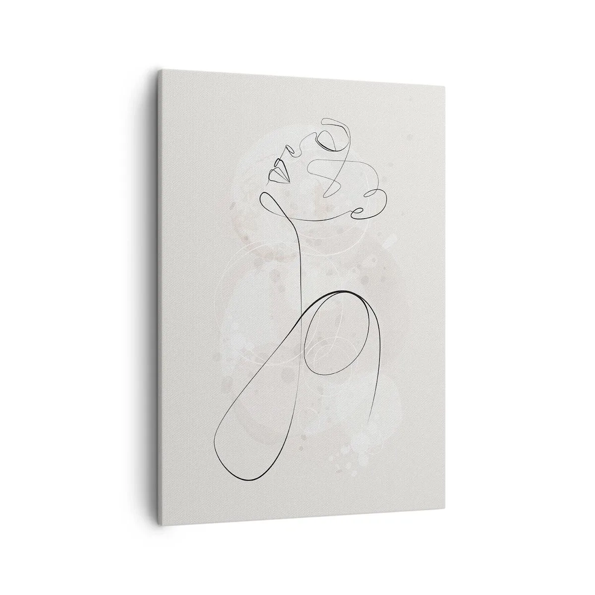 Bild auf Leinwand - Leinwandbild - Minimalistische Gesichtskontur mit einer Blume auf hellem Hintergrund - 50x70cm - Die Spirale der Schönheit - Moderne Wanddekoration für Wohnzimmer und Schlafzimmer ARTTOR