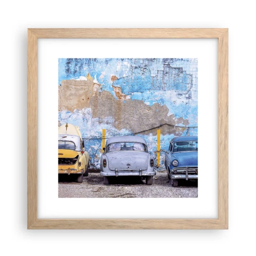 Poster in einem Rahmen aus heller Eiche - Treffen der Veteranen - 30x30 cm