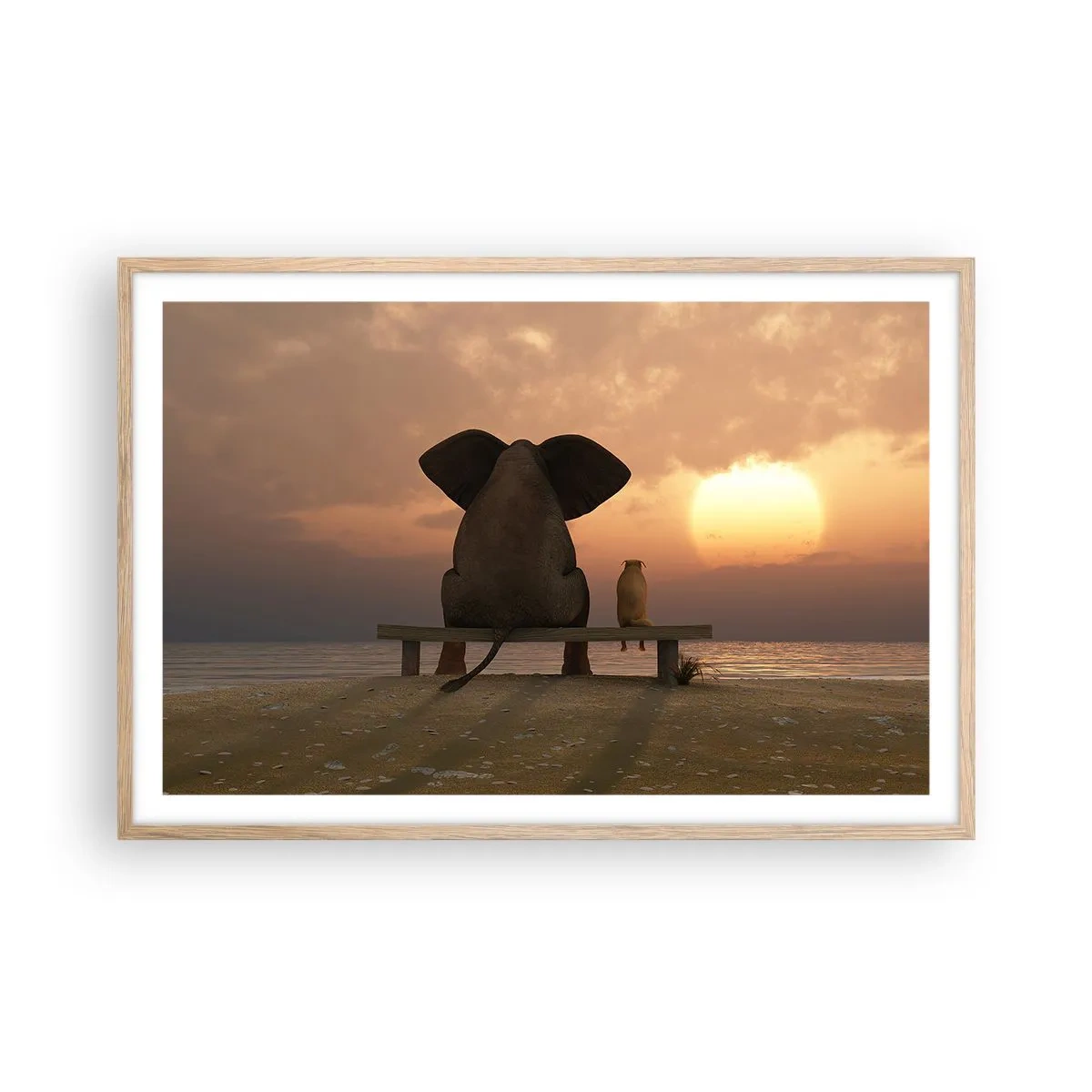 Poster in einem Rahmen aus heller Eiche - Es tut gut zusammen zu schweigen - 91x61 cm