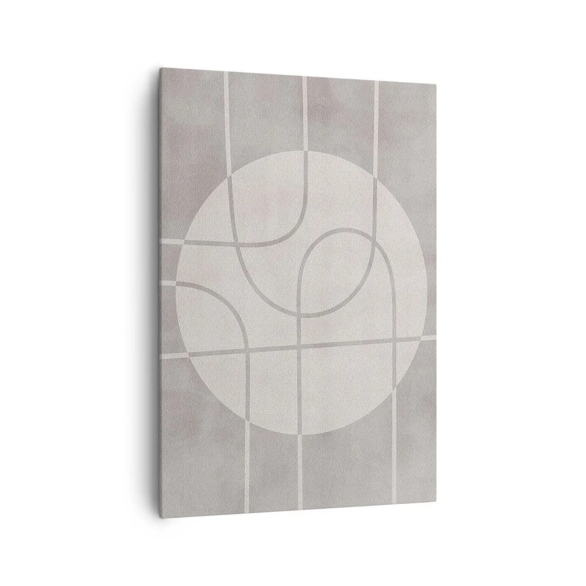 Bild auf Leinwand - Leinwandbild - Geometrisches Muster in Grau- und Weißtönen - 70x100cm - Kreisförmig und geradeaus - Moderne Wanddekoration für Wohnzimmer und Schlafzimmer ARTTOR