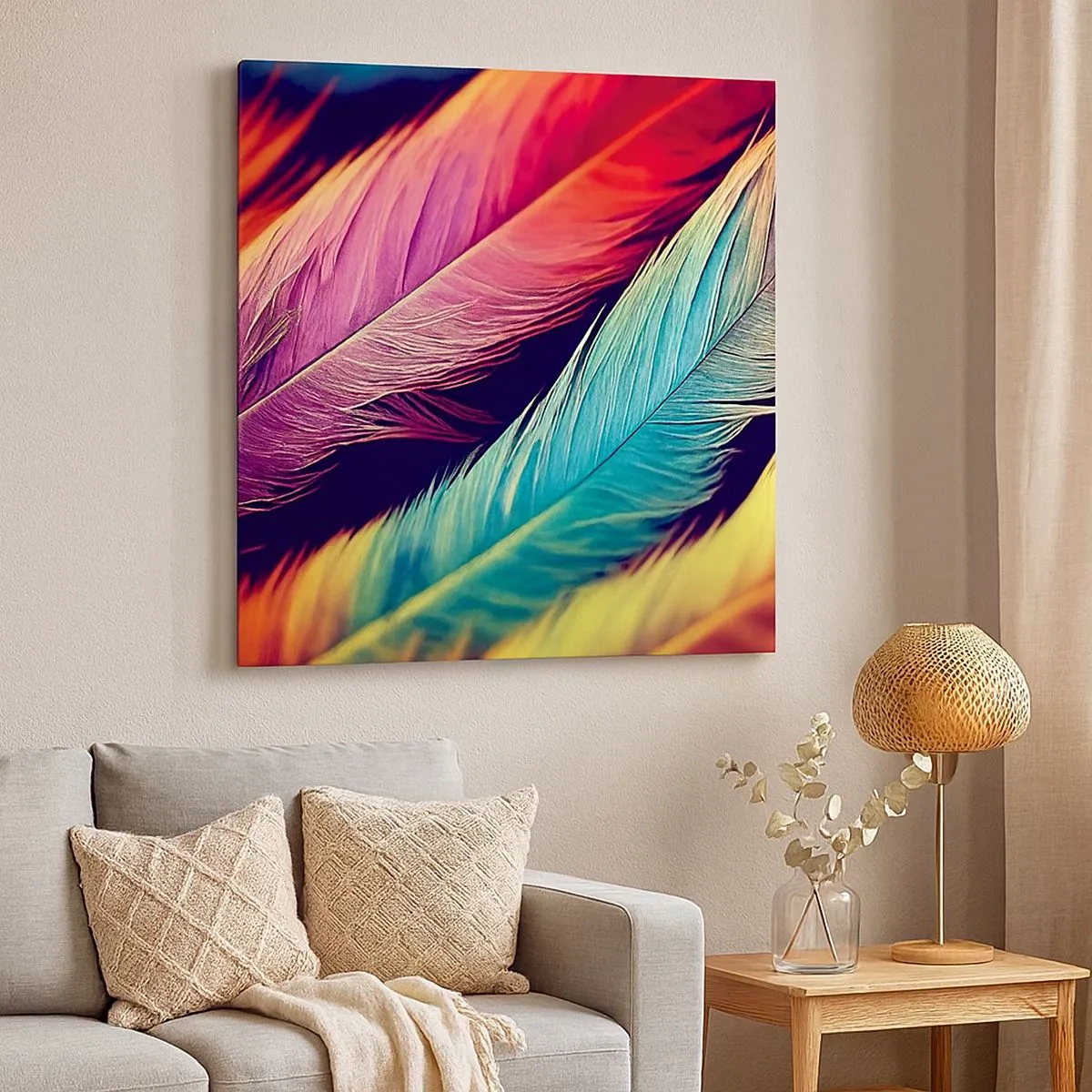 Bild auf Leinwand - Leinwandbild - Gefiederter Regenbogen - 30x30 cm