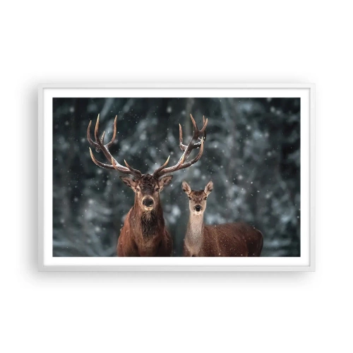 Poster in einem weißen Rahmen - Herr des Waldes mit seiner Frau - 91x61 cm