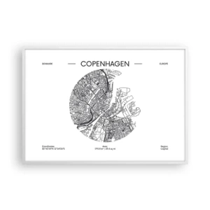Poster in einem weißen Rahmen - Anatomie von Kopenhagen - 100x70 cm