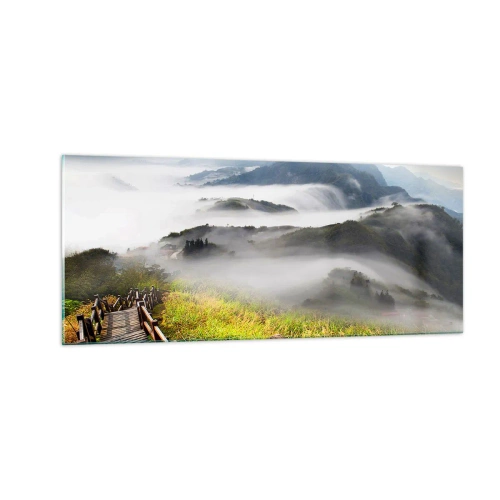 Glasbild - Bild auf glas - Gewebt aus Lichtschein und Nebel - 100x40 cm