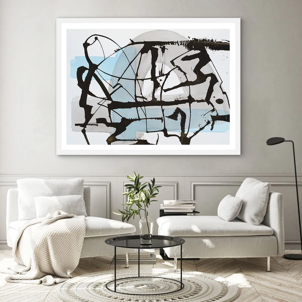 Poster in einem weißen Rahmen - Trotzdem blau - 100x70 cm