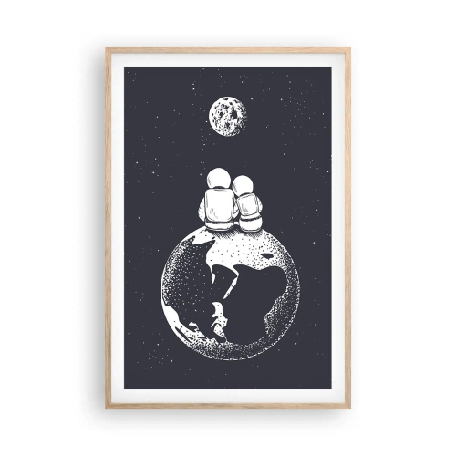 Poster in einem Rahmen aus heller Eiche - Kosmische Liebesgeschichte - 61x91 cm