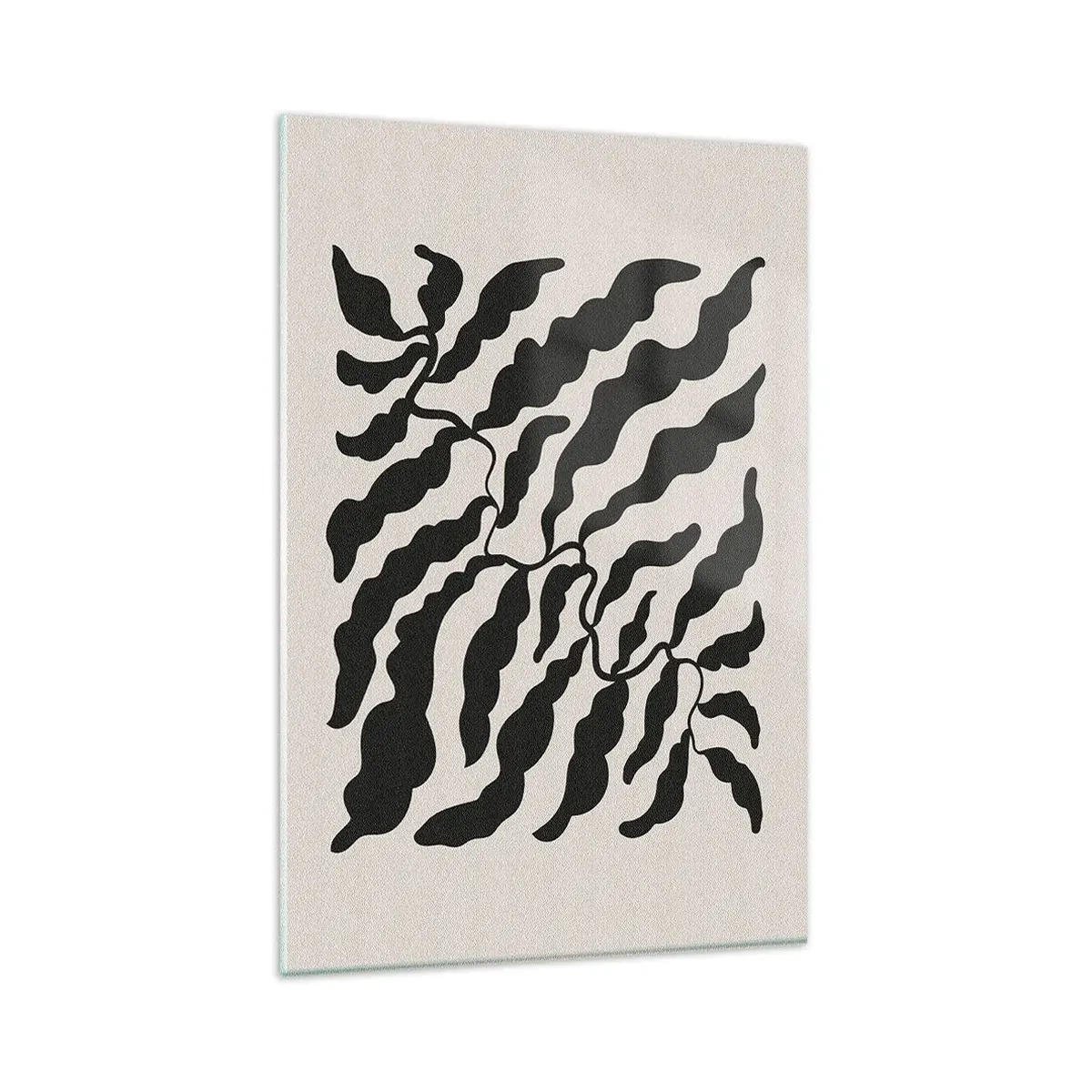 Glasbild - Bild auf glas - Zweige mit Blättern in Schwarz auf hellem Hintergrund - 80x120cm - Natur des Quadrats - Moderne Wanddekoration für Wohnzimmer und Schlafzimmer ARTTOR