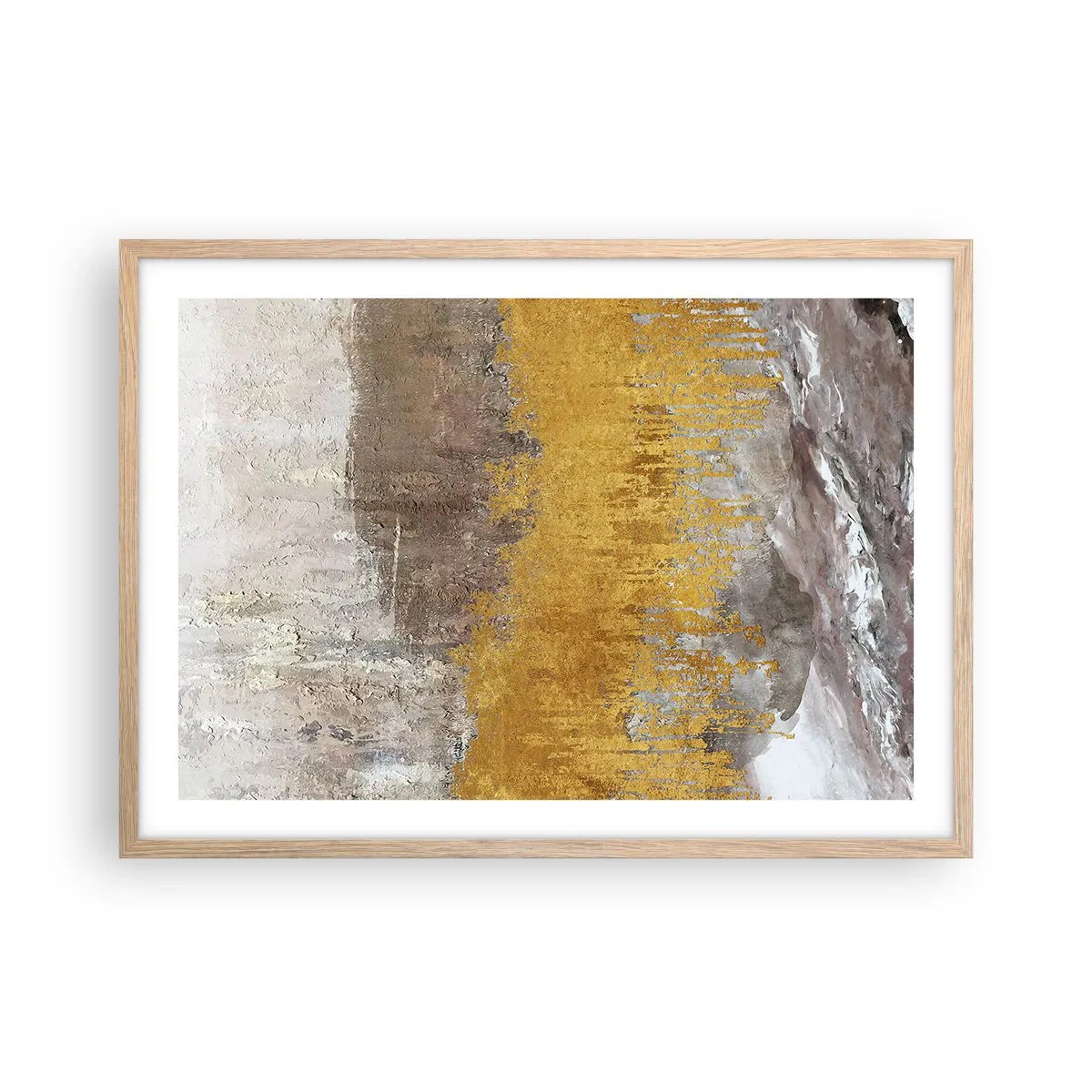 Poster in einem Rahmen aus heller Eiche - Goldene Explosion - 70x50 cm