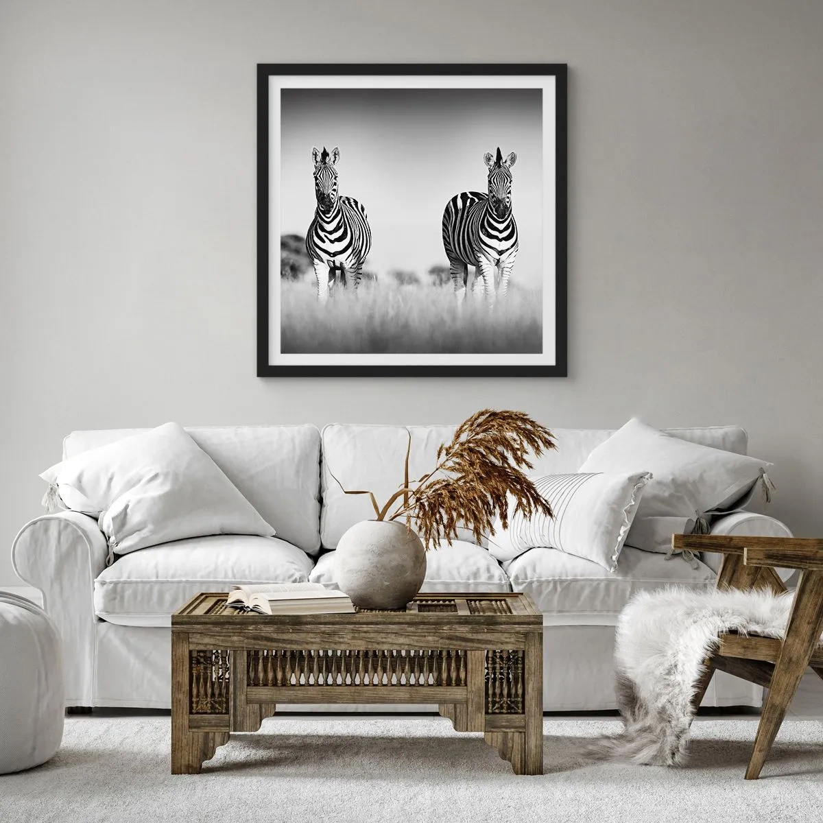 Poster in einem schwarzem Rahmen - Die Welt ist doch schwarz-weiß - 50x50 cm