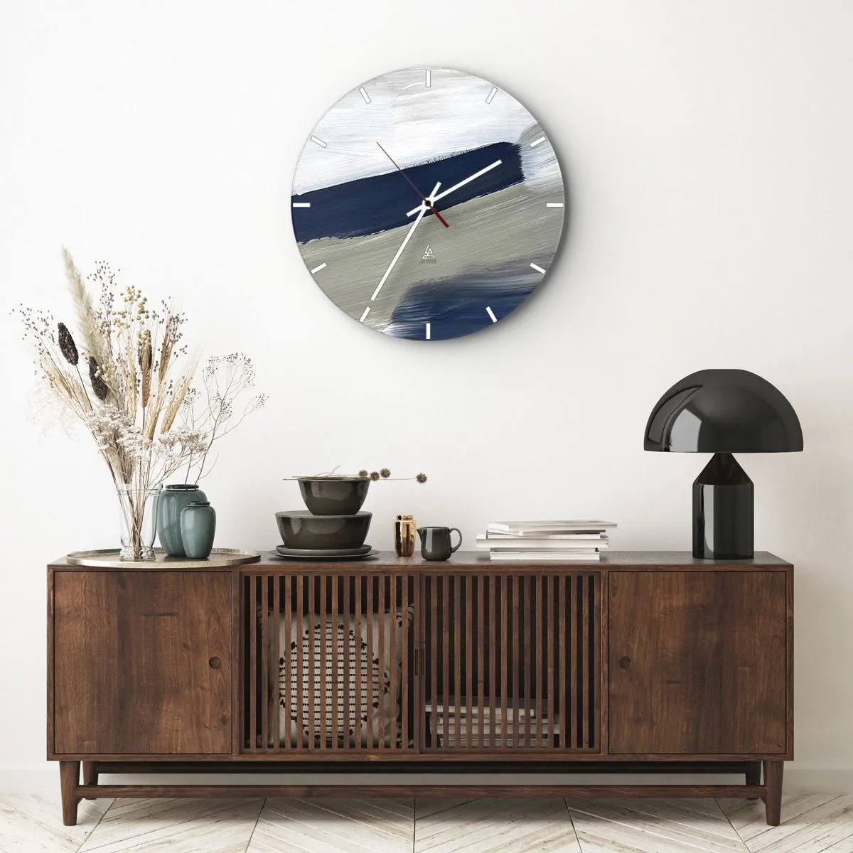 Wanduhr - Glasuhr - Begegnung mit dem Weißsein - 40x40 cm