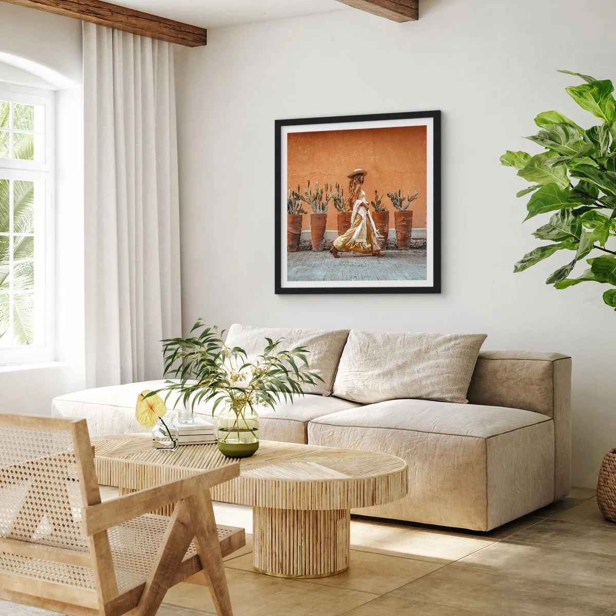 Poster in einem schwarzem Rahmen - Hippie-Stil - 30x30 cm