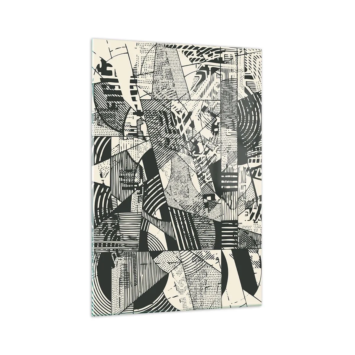 Glasbild - Bild auf glas - Geometrische abstrakte Muster in Grüntönen auf hellem Hintergrund - 70x100cm - Die Dynamik der Gegenwart - Moderne Wanddekoration für Wohnzimmer und Schlafzimmer ARTTOR