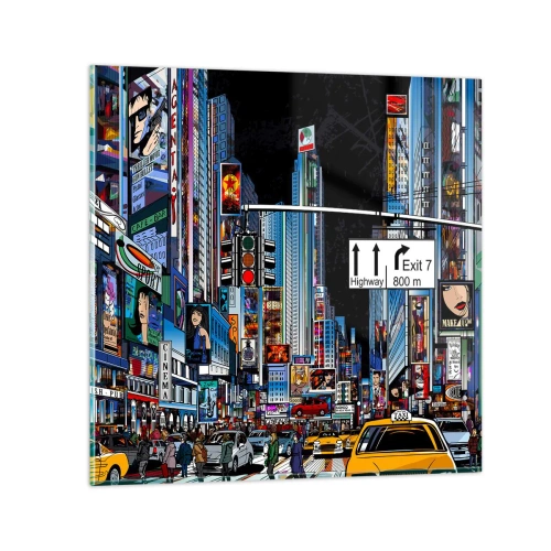 Glasbild - Bild auf glas - Comicbuch große Nacht - 40x40 cm