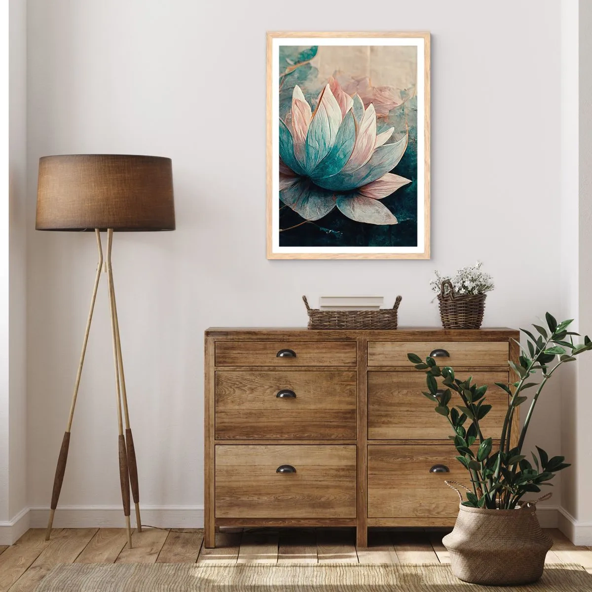 Poster in einem Rahmen aus heller Eiche - Seesterne - 30x40 cm