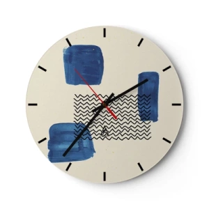 Wanduhr - Glasuhr - Abstrakte Komposition mit blauen Formen und Mustern - 30x30cm - Ein abstraktes Quartett - Moderne Wanddekoration für Wohnzimmer, Küche und Schlafzimmer ARTTOR
