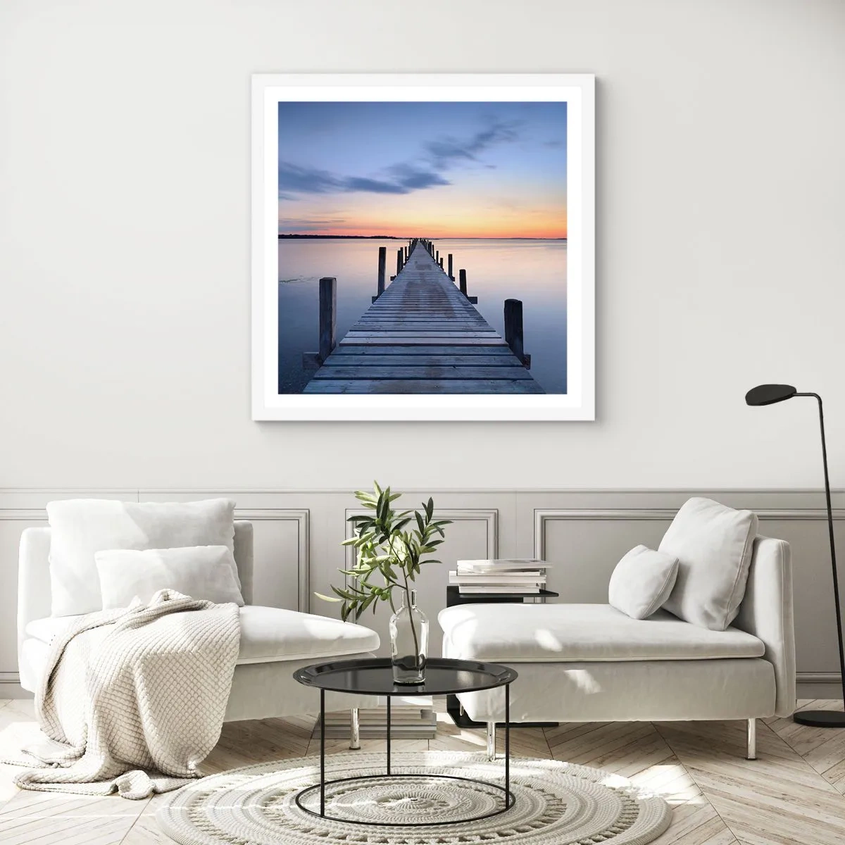 Poster in einem weißen Rahmen - Die Ruhe einer heiteren Dämmerung - 60x60 cm