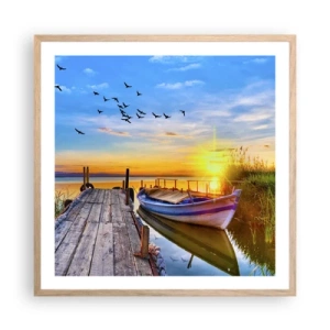 Poster in einem Rahmen aus heller Eiche - Bis morgen - 60x60 cm