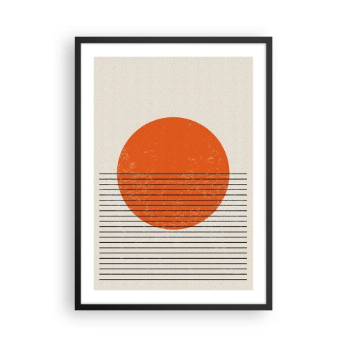 Poster in einem schwarzem Rahmen - Ein minimalistischer Sonnenuntergang in geometrischer Form - 50x70cm - Immer die Sonne - Moderne Wanddekoration für Wohnzimmer und Schlafzimmer ARTTOR