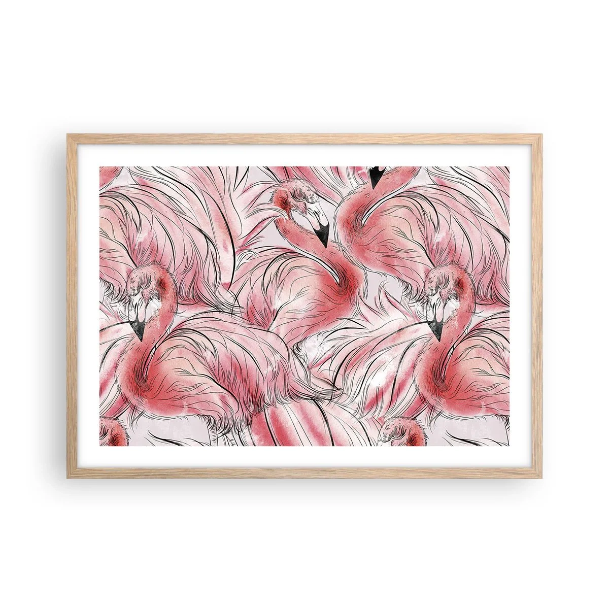 Poster in einem Rahmen aus heller Eiche - Bird Corps de Ballet - 70x50 cm