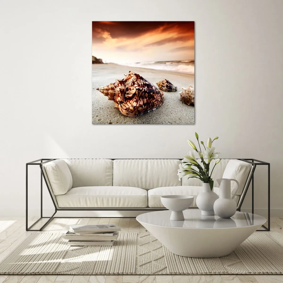 Glasbild - Bild auf glas - Ausgestoßene von Wellen - 70x70 cm