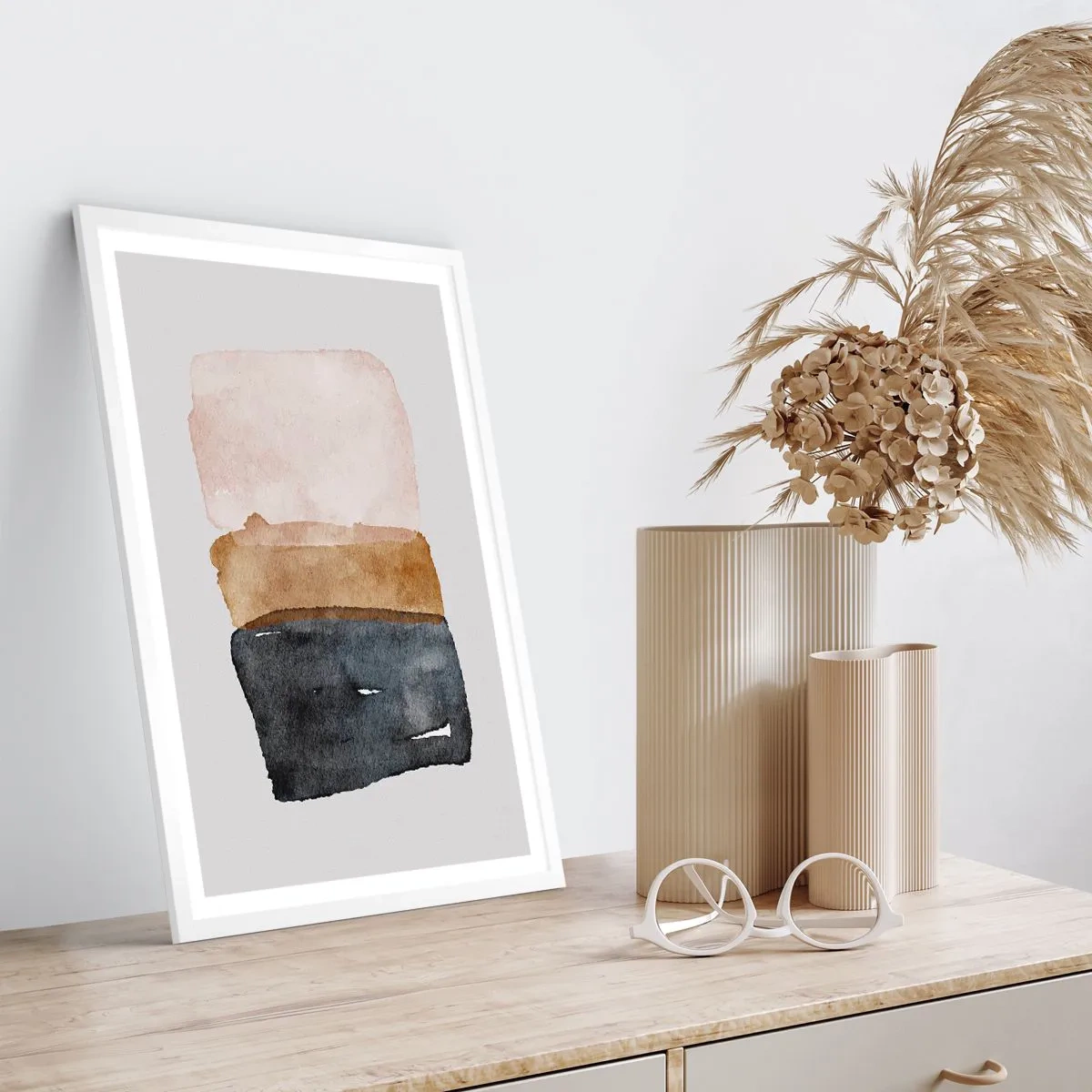 Poster in einem weißen Rahmen - Die Komposition der Farben der Erde - 61x91 cm