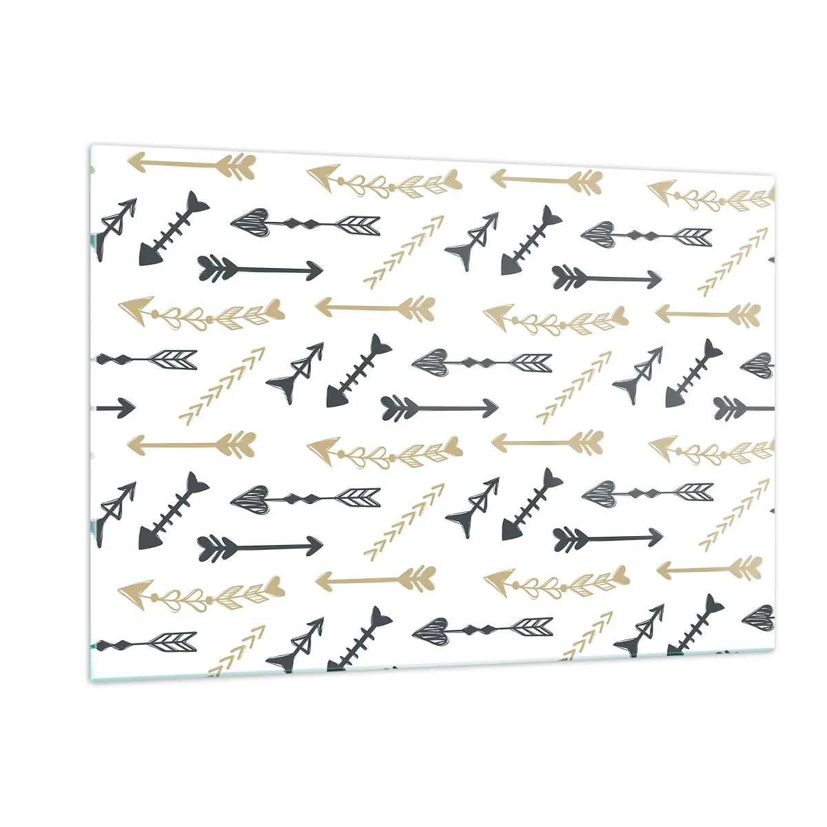 Glasbild - Bild auf glas - Ein Muster aus Pfeilen in verschiedenen Farben auf weißem Hintergrund - 120x80cm - Der Traum des Bogenschützen - Moderne Wanddekoration für Wohnzimmer und Schlafzimmer ARTTOR