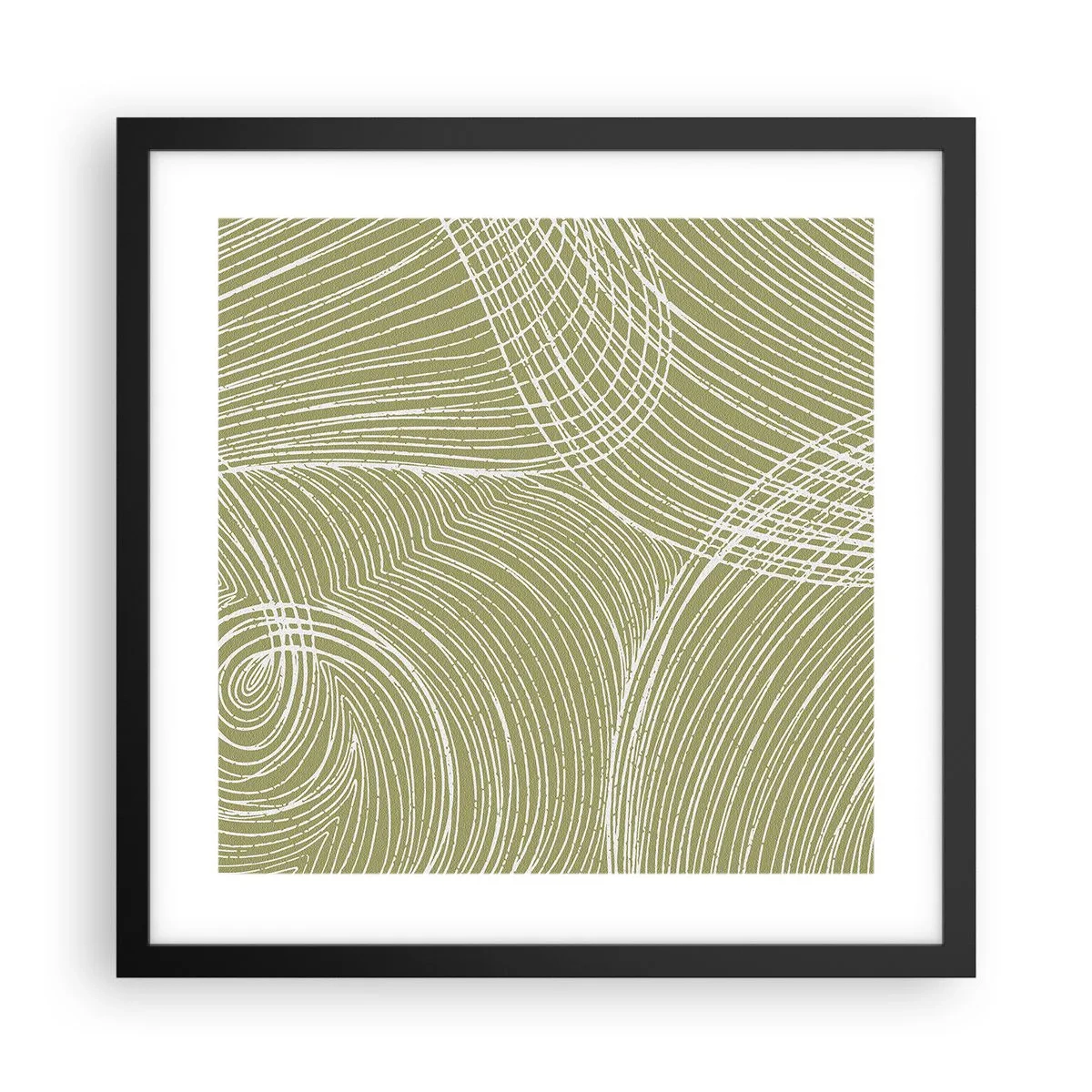Poster in einem schwarzem Rahmen - Komplizierte Abstraktion in Weiß - 40x40 cm