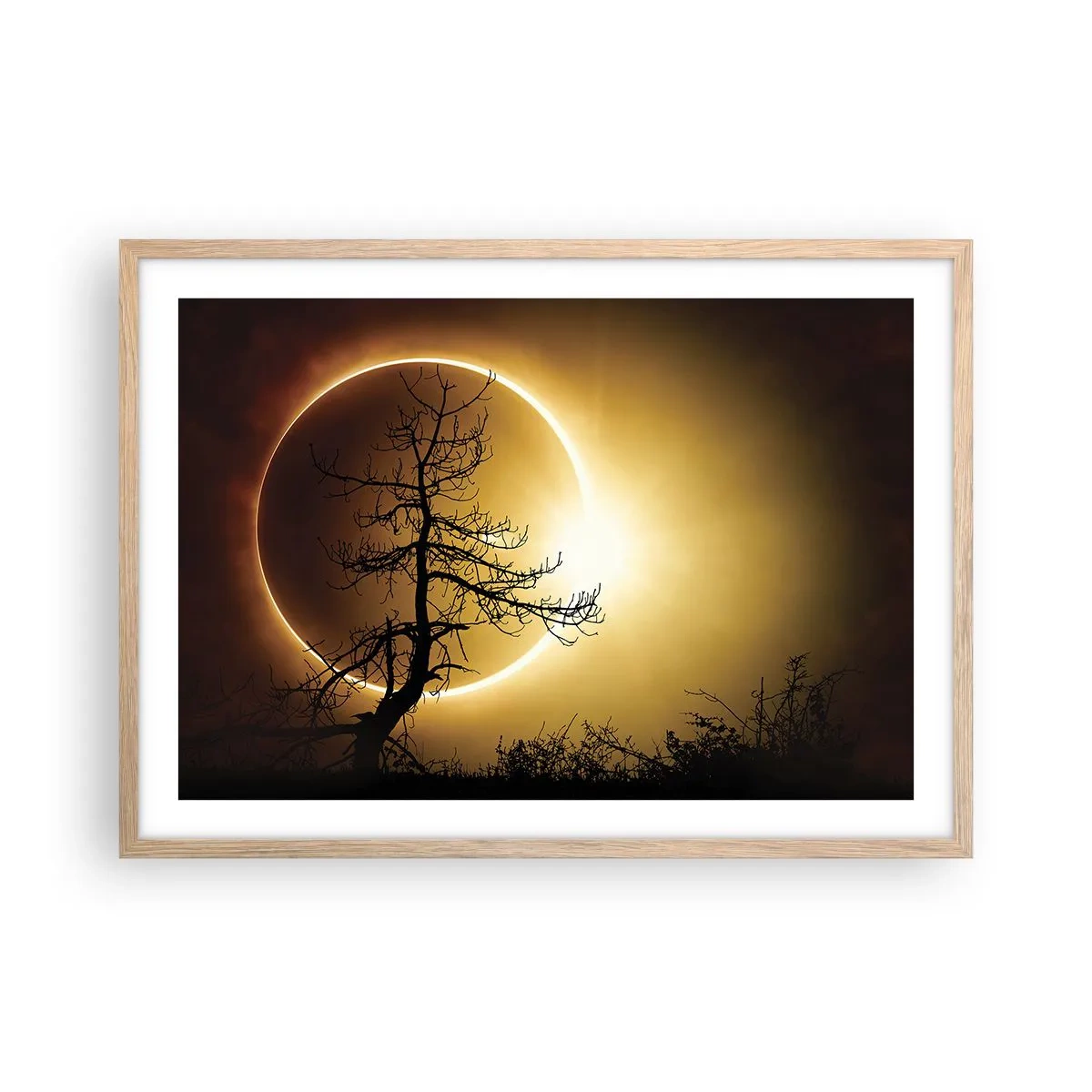 Poster in einem Rahmen aus heller Eiche - Totale Finsternis - 70x50 cm