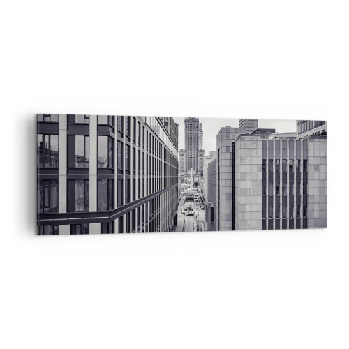 Bild auf Leinwand - Leinwandbild - Panorama von Warschau mit Blick auf den Kulturpalast und die umliegenden Gebäude - 140x50cm - Warschauer Tal - Moderne Wanddekoration für Wohnzimmer und Schlafzimmer ARTTOR