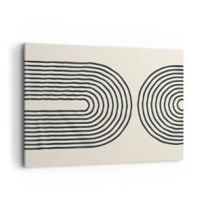 Bild auf Leinwand - Leinwandbild - Abstraktes geometrisches Muster mit symmetrischen Linien auf hellem Hintergrund - 100x70cm - In einem Moment ... - Moderne Wanddekoration für Wohnzimmer und Schlafzimmer ARTTOR