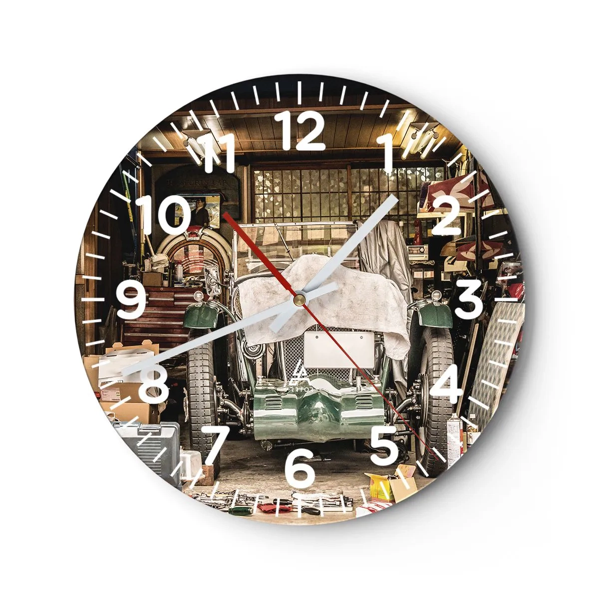 Wanduhr - Glasuhr - Zurück in die Vergangenheit - 40x40 cm