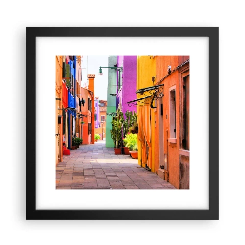 Poster in einem schwarzem Rahmen - Regenbogengasse - 30x30 cm