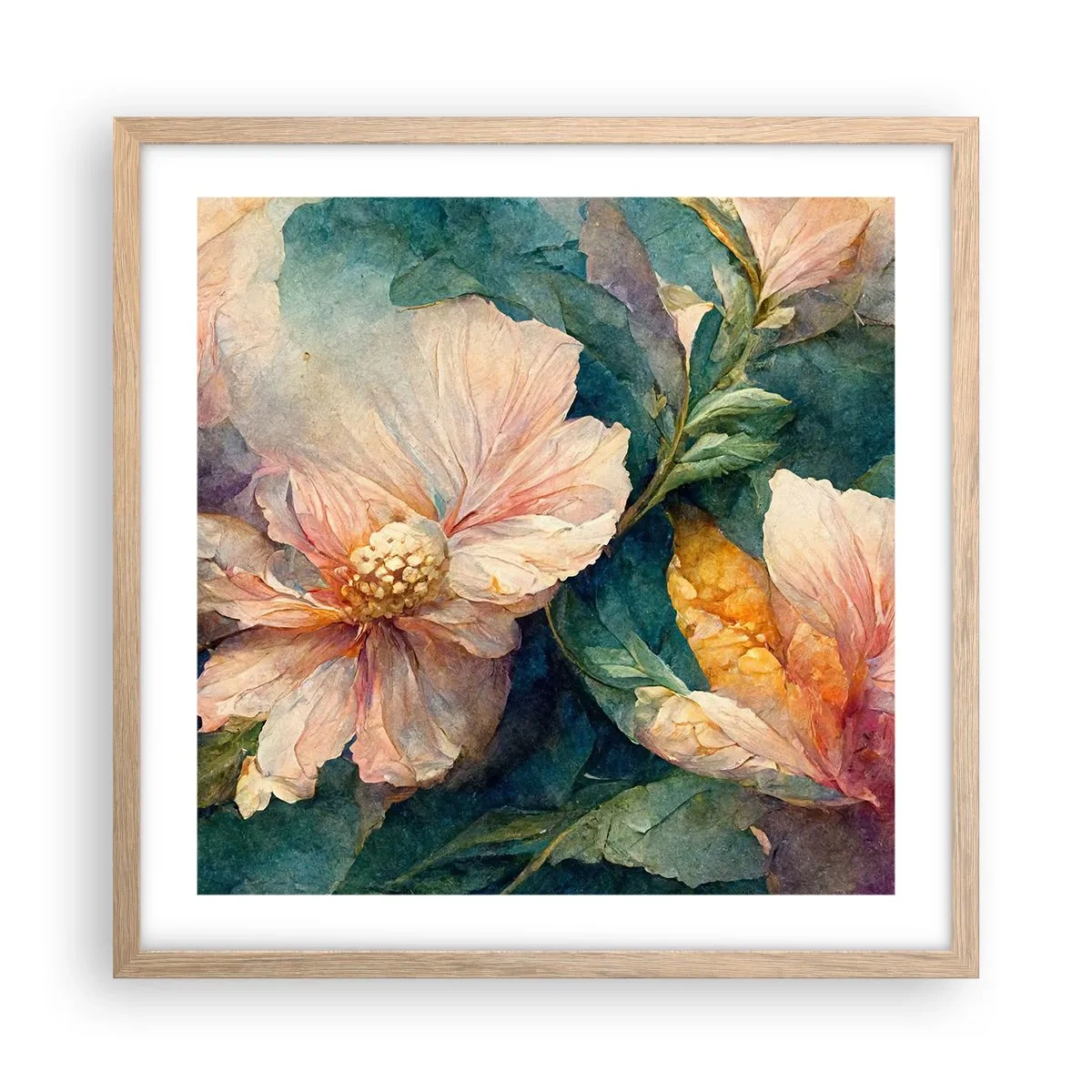 Poster in einem Rahmen aus heller Eiche - Pure Subtilität - 50x50 cm