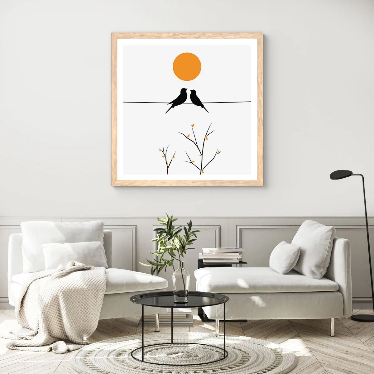 Poster in einem Rahmen aus heller Eiche - Abend der Nachtigallen - 50x50 cm