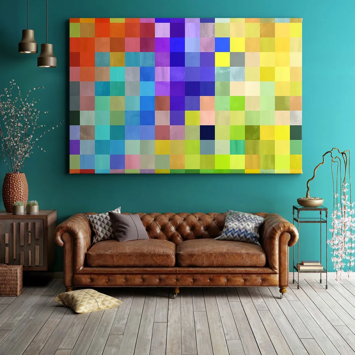 Bild auf Leinwand - Leinwandbild - Ein buntes Mosaik aus Quadraten in verschiedenen Farben - 120x80cm - Alle anderen, alle gleich - Moderne Wanddekoration für Wohnzimmer und Schlafzimmer ARTTOR