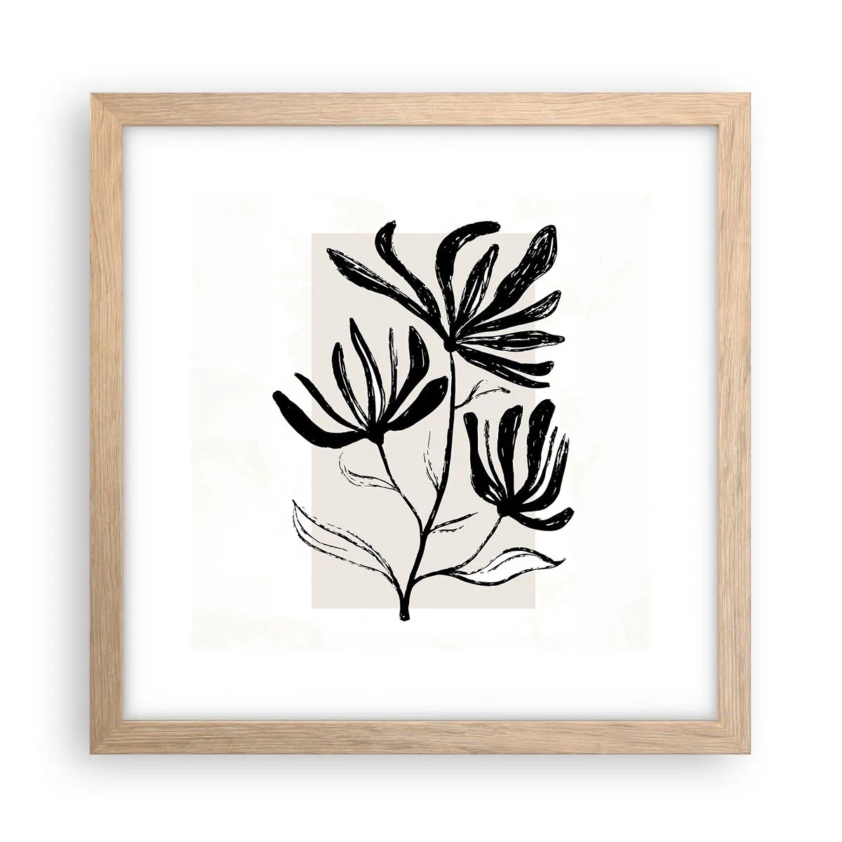 Poster in einem Rahmen aus heller Eiche - Skizze für das Herbarium - 30x30 cm